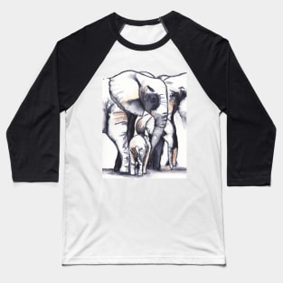 Family love - elephant painting in ink and watercolors Baseball T-Shirt